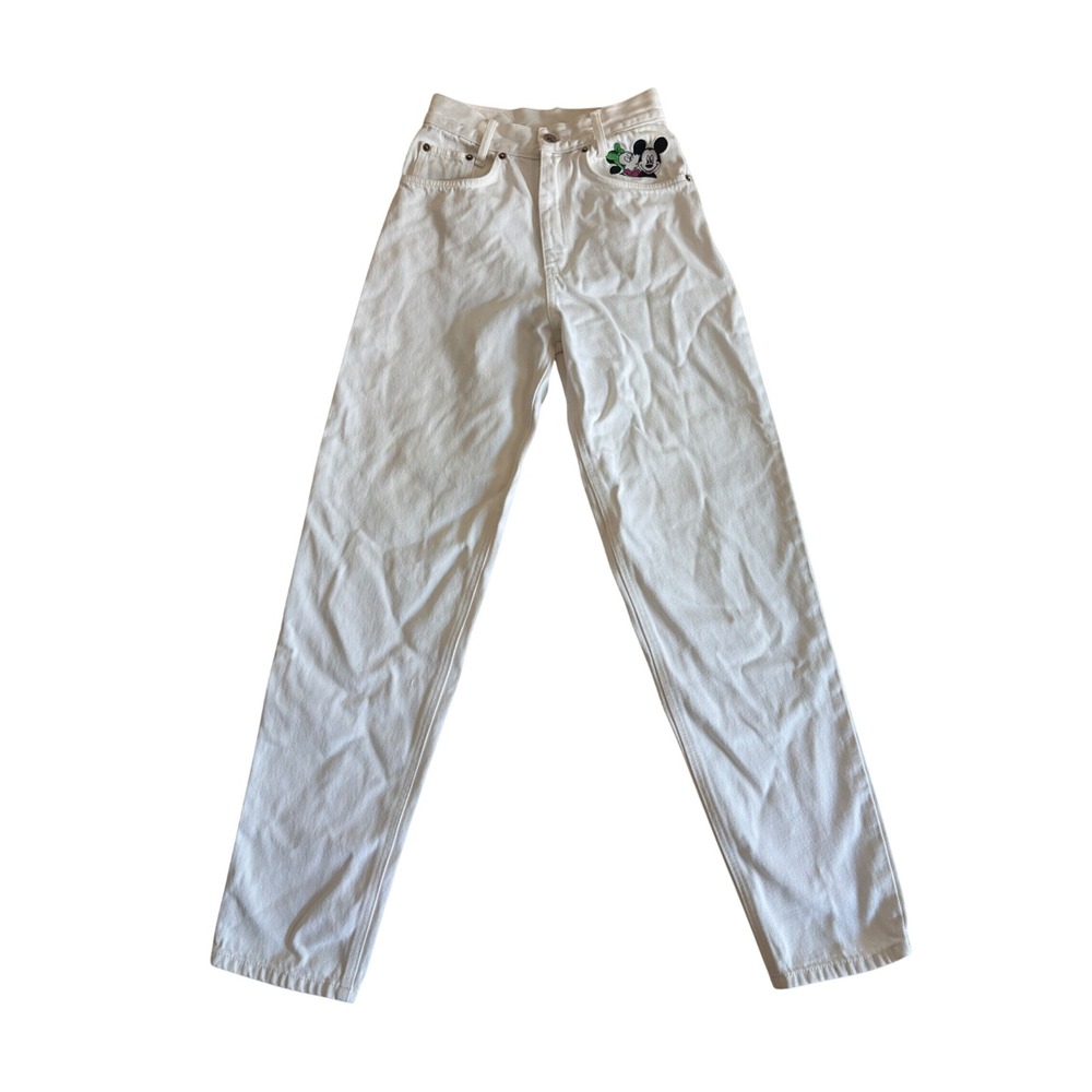 Jerry Leigh Disney Vintage 90s Mickey Minnie White High Waist Jeans Womens 3